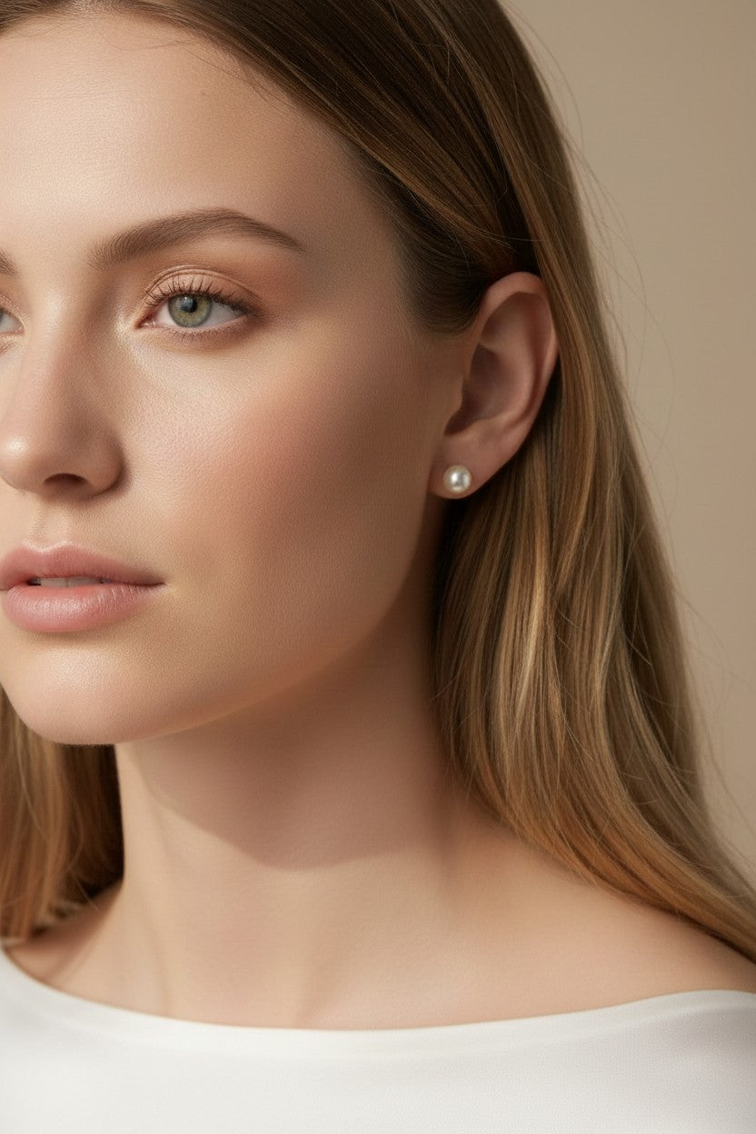 Pearl Stud Earrings for Women - 6mm Korean Pearl Studs