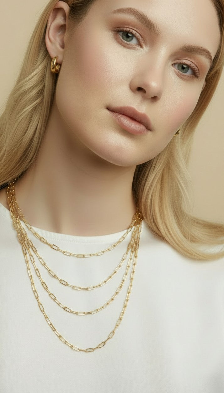 ✨ 18k Gold Filled Paperclip Link Chain Necklace — The Chain That Works With Everything. In Four Lengths.