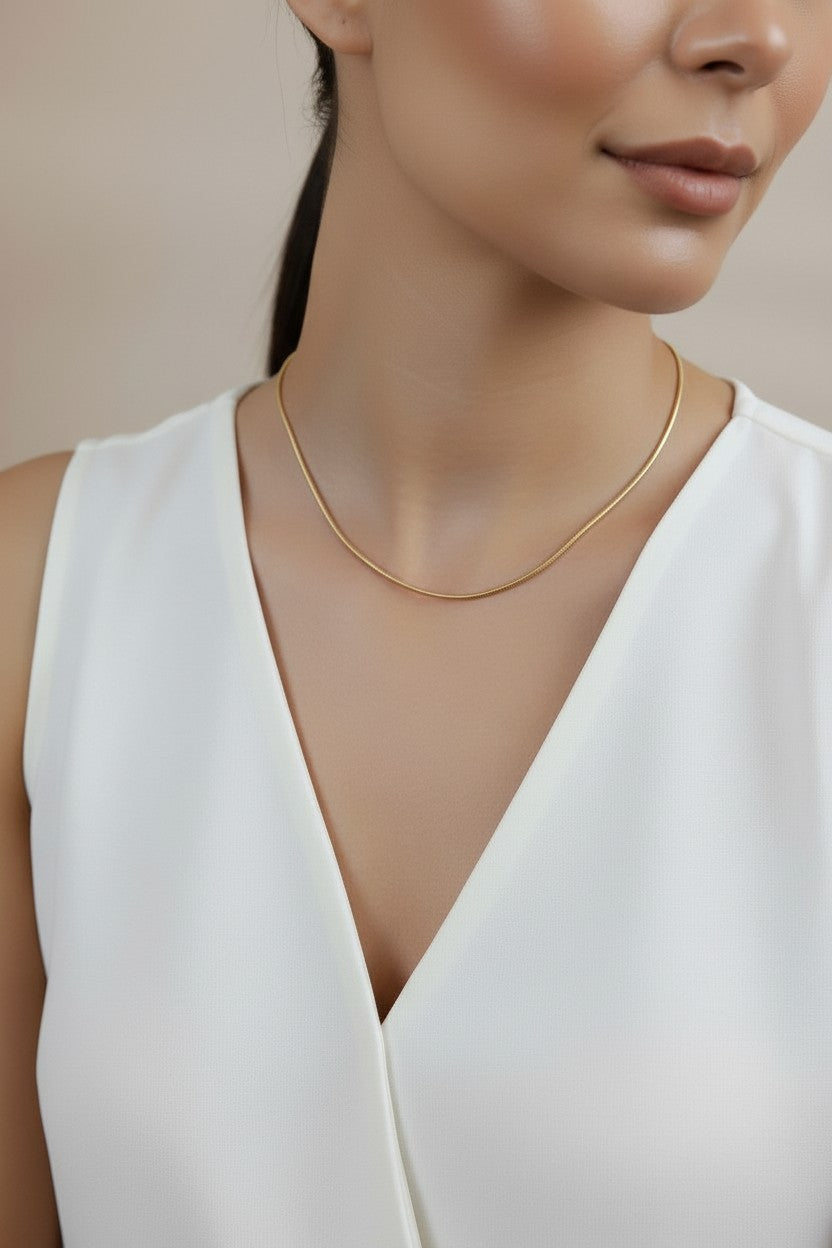Snake Chain Necklace - Delicate 1.2mm Layering Chain for Women