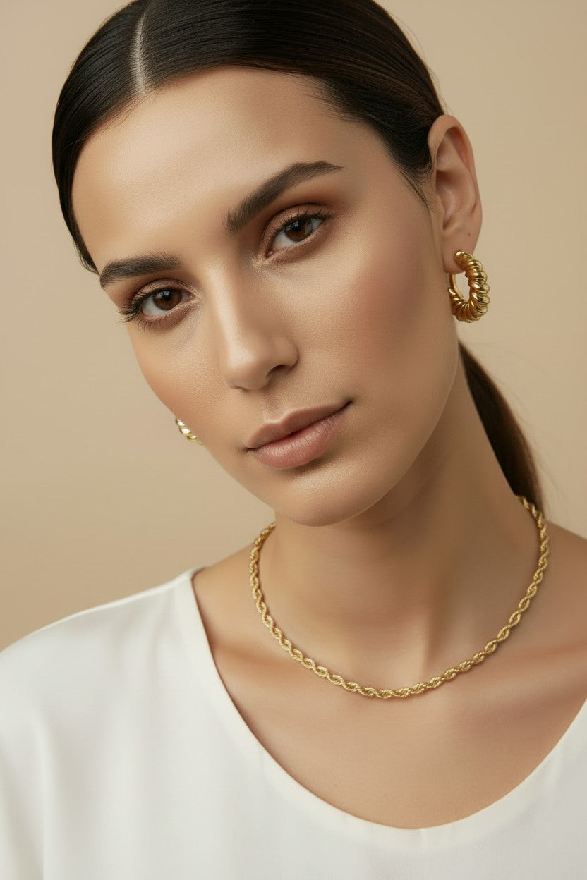 ✨ 18k Gold Filled 4mm Rope Chain Necklace — Bold Twist. Warm Gold. Five Lengths.