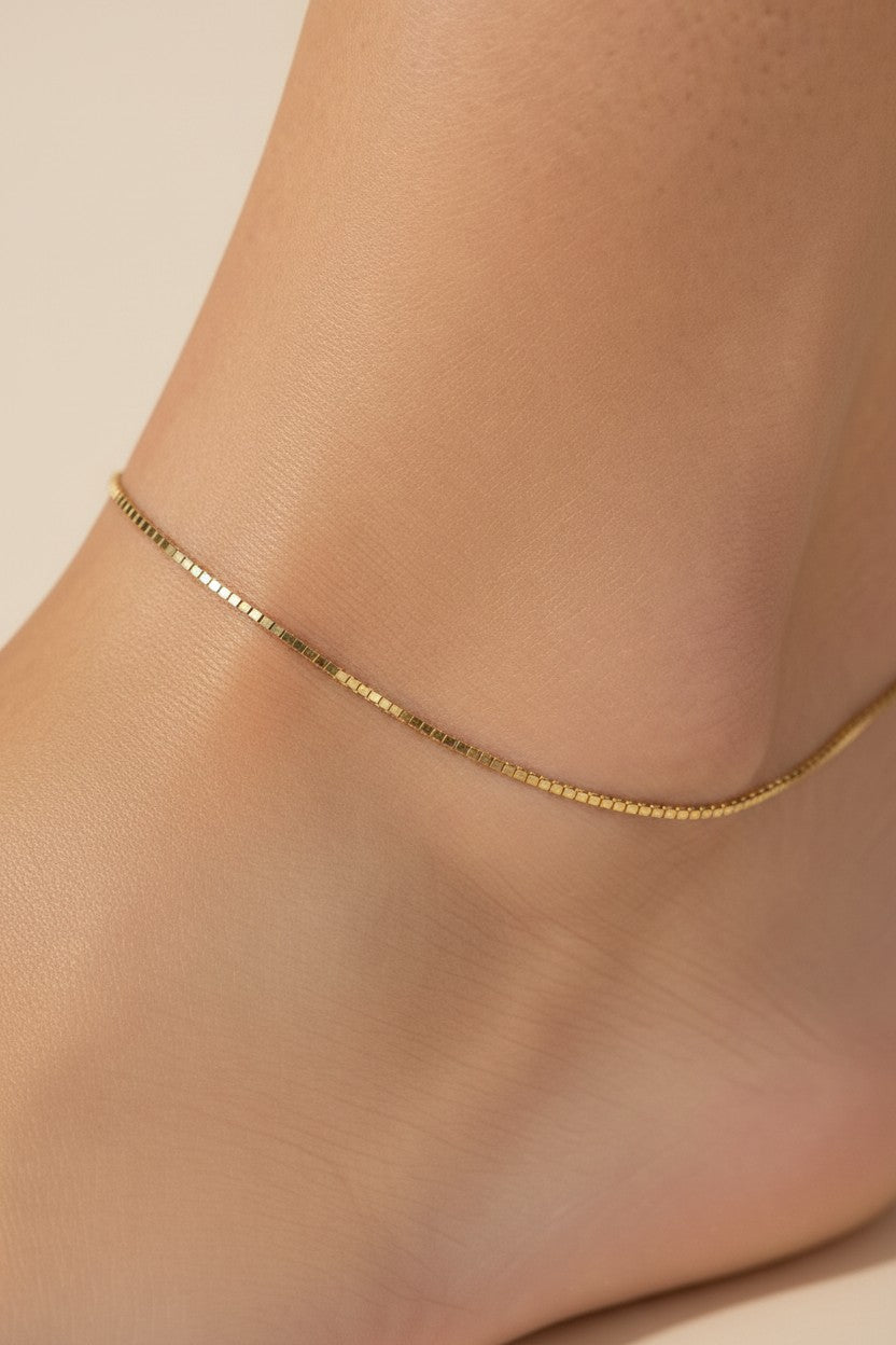 Delicate Anklet - Thin Box Chain Ankle Bracelet for Women