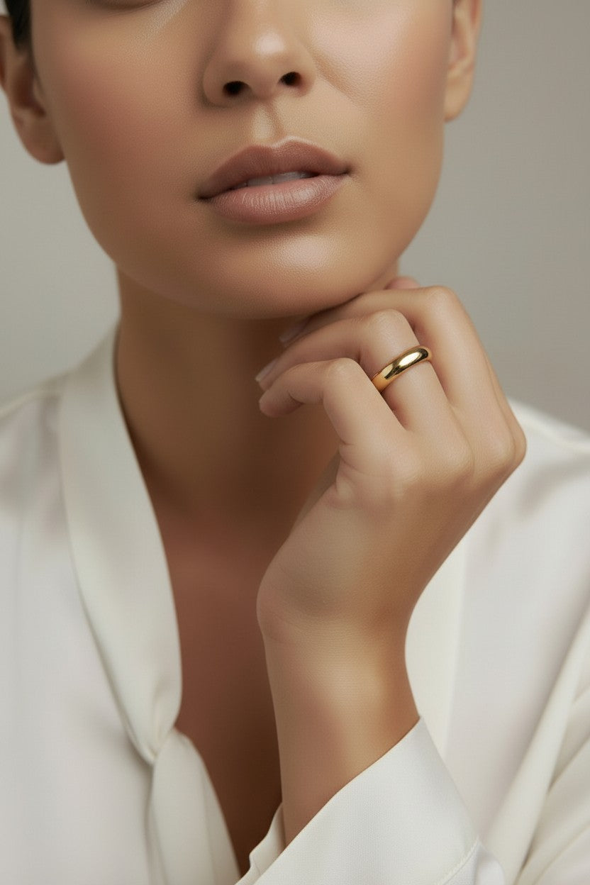 Chunky Statement Ring for Women - Hypoallergenic Waterproof Band Ring