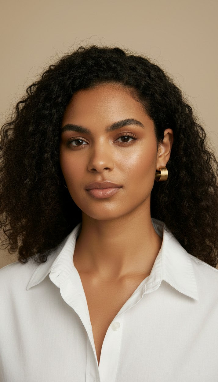 ✨ 18k Gold Filled Brushed Wide C-Hoop Earrings — The Classic Hoop. A Finish That Changes Everything.