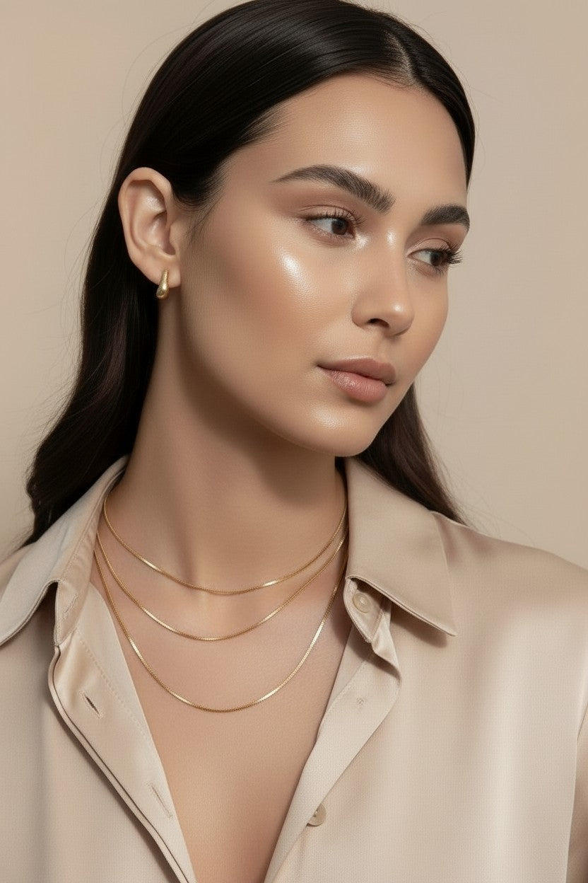 Delicate Box Chain Necklace for Women - Ultra Thin Layering Chain | Premium Brazilian Jewelry
