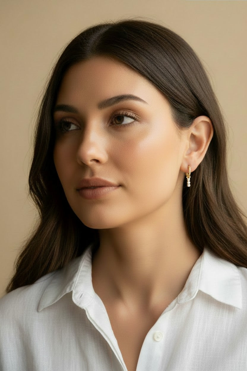 18k Gold Filled Twisted Hoop Earrings with Removable CZ Charm — One Earring. Two Looks. Every Day.