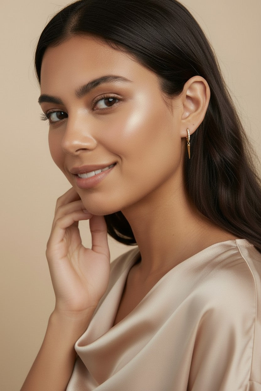 CZ Spike Hoop Earrings - Edgy Small Hoops for Women | Ear Stacking