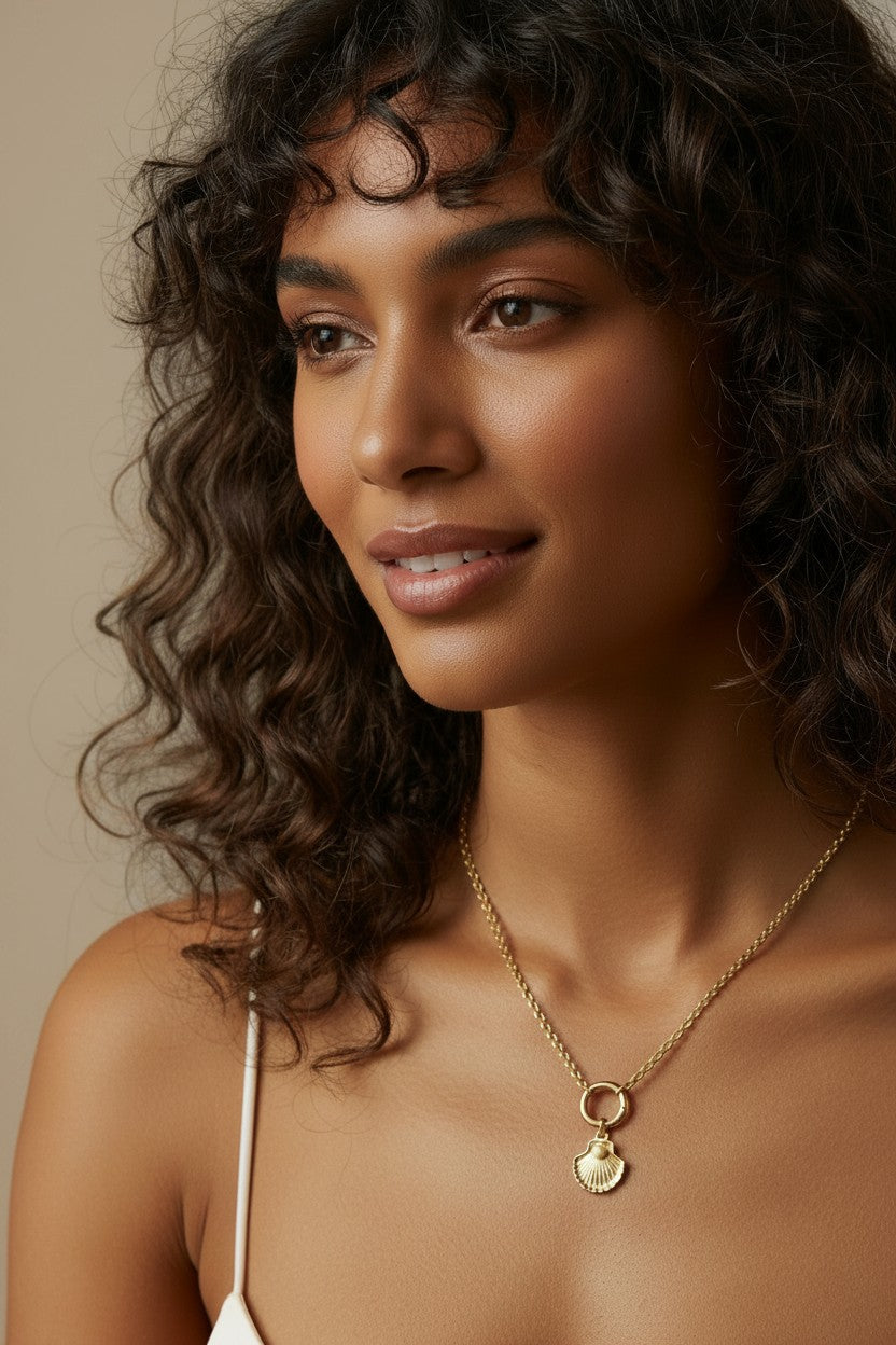 🌊 18k Gold Filled Scallop Shell Charm — Double-Sided, Always Beautiful, Endlessly Yours