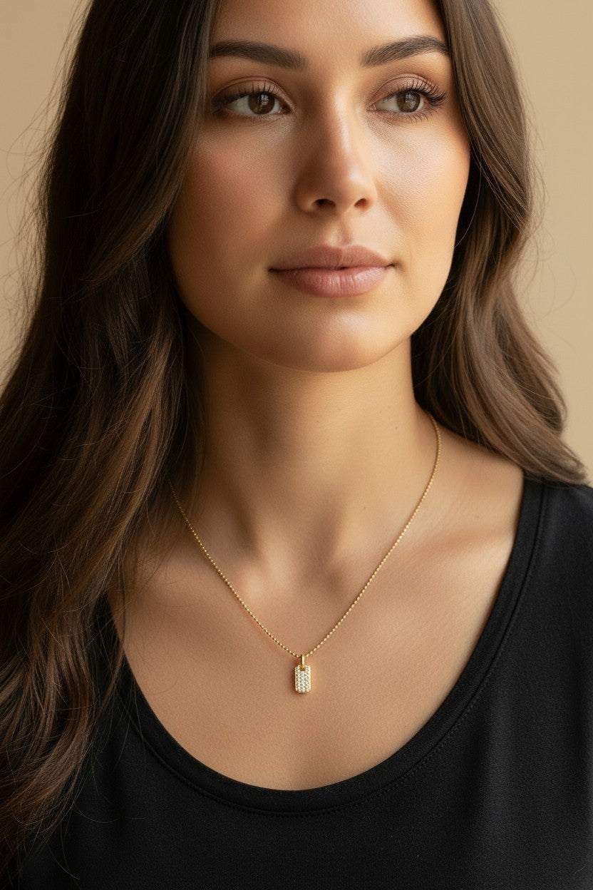 Mini Dog Tag Necklace - Dainty Personalized Pendant for Women