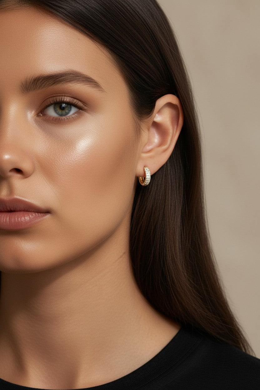 CZ Clicker Hoop Earrings - Sparkling Small Hoops with Cubic Zirconia