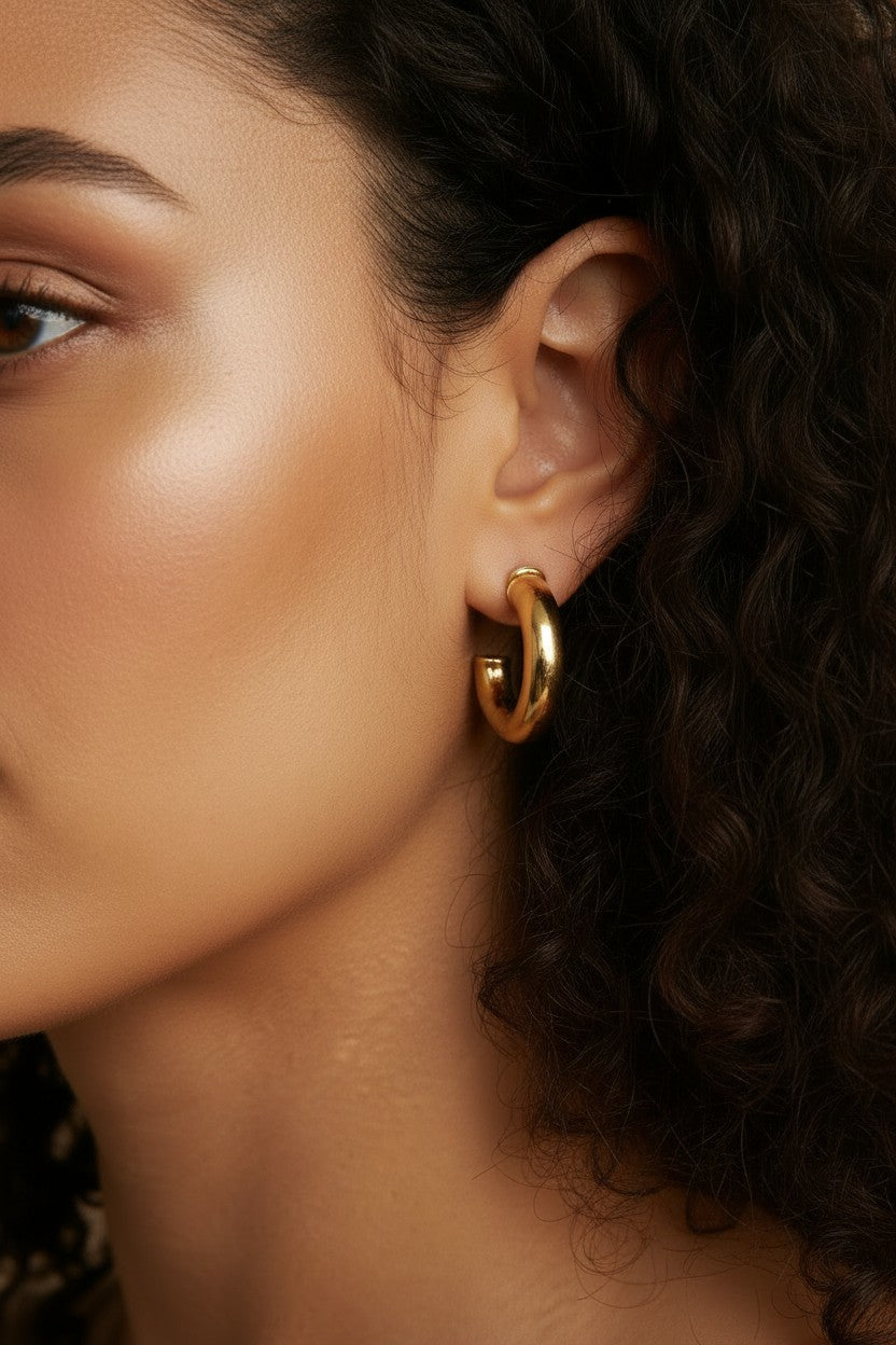✨ 18k Gold Filled Chubby C-Hoop Earrings — Thick. Bold. Impossible to Miss.