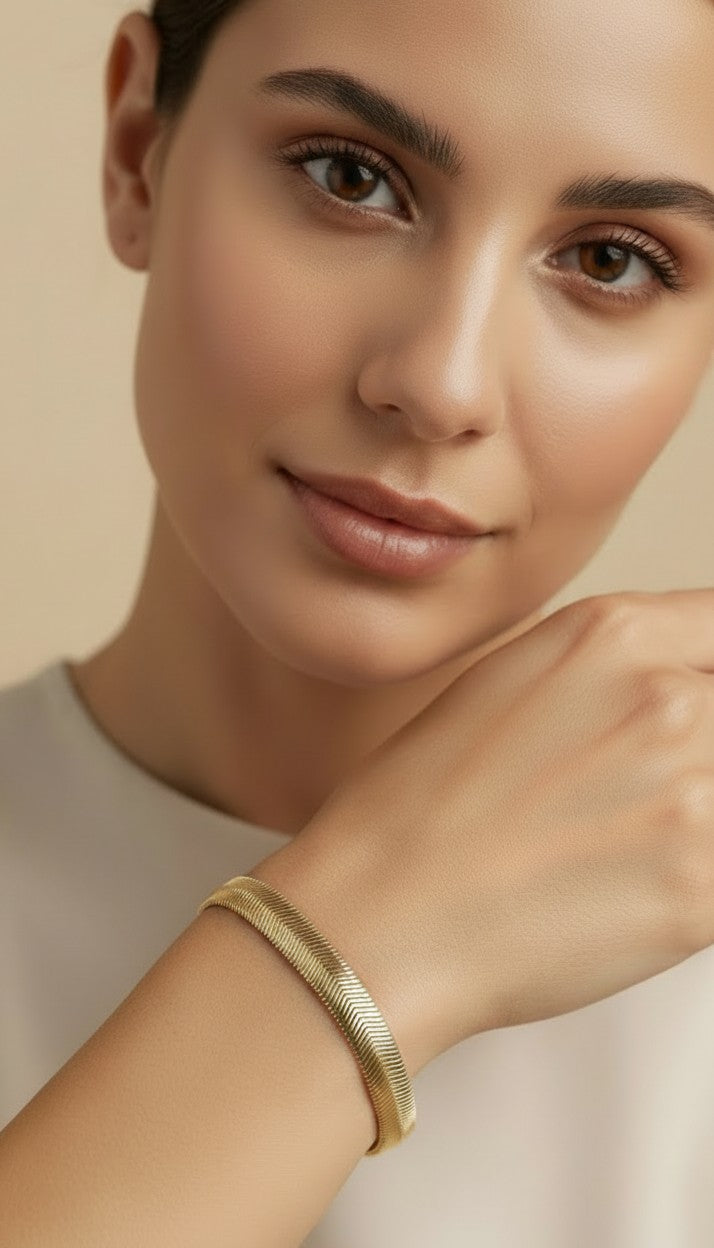 ✨ 18k Gold Filled Snake Chain Bracelet — 8mm of Fluid Gold. The Most Luxurious Drape at the Wrist.