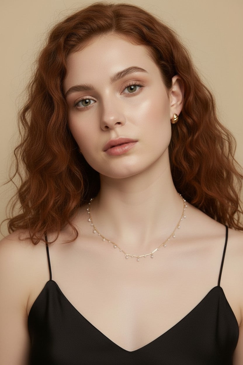Sparkle Necklace - Dainty CZ Crystal Choker for Women | Adjustable Chain 18"-20" | Hypoallergenic Jewelry