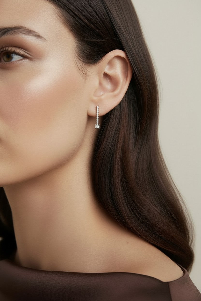 18k Gold Filled Pavé CZ Bar Stud Earrings — Everyday Elegance, Effortlessly Worn