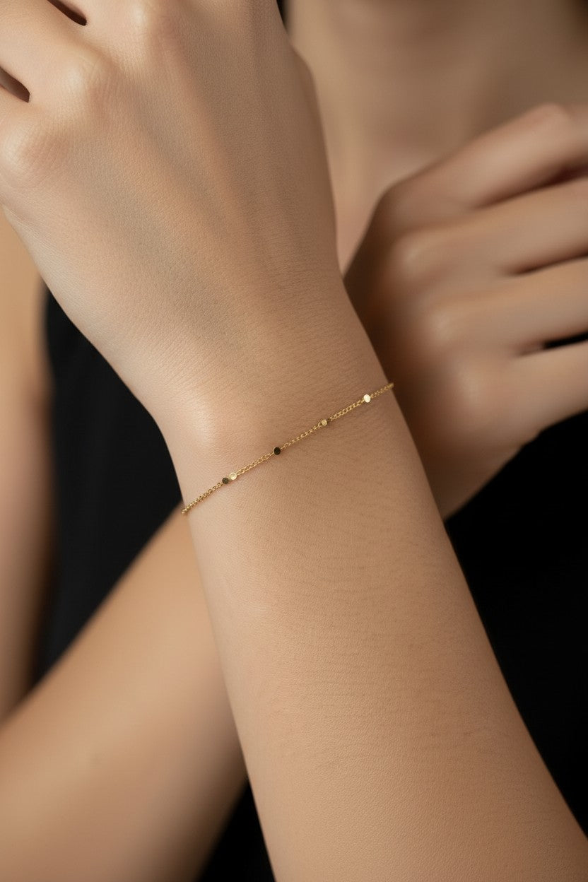 Dainty Curb Bracelet | 1mm Spaced Beaded Chain | Delicate Layering Bracelet | Minimalist Gold Bracelet