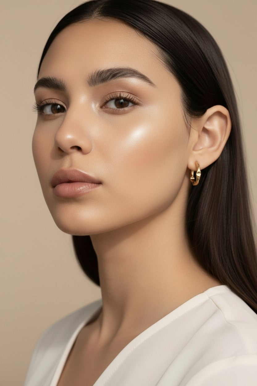 Textured Semi-Hoop Earrings - Twisted Crimped Design for Women