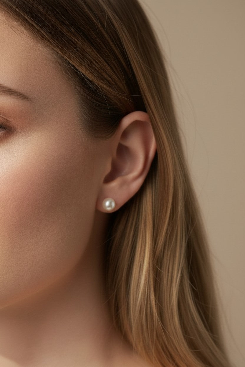 Pearl Stud Earrings for Women - 6mm Korean Pearl Studs