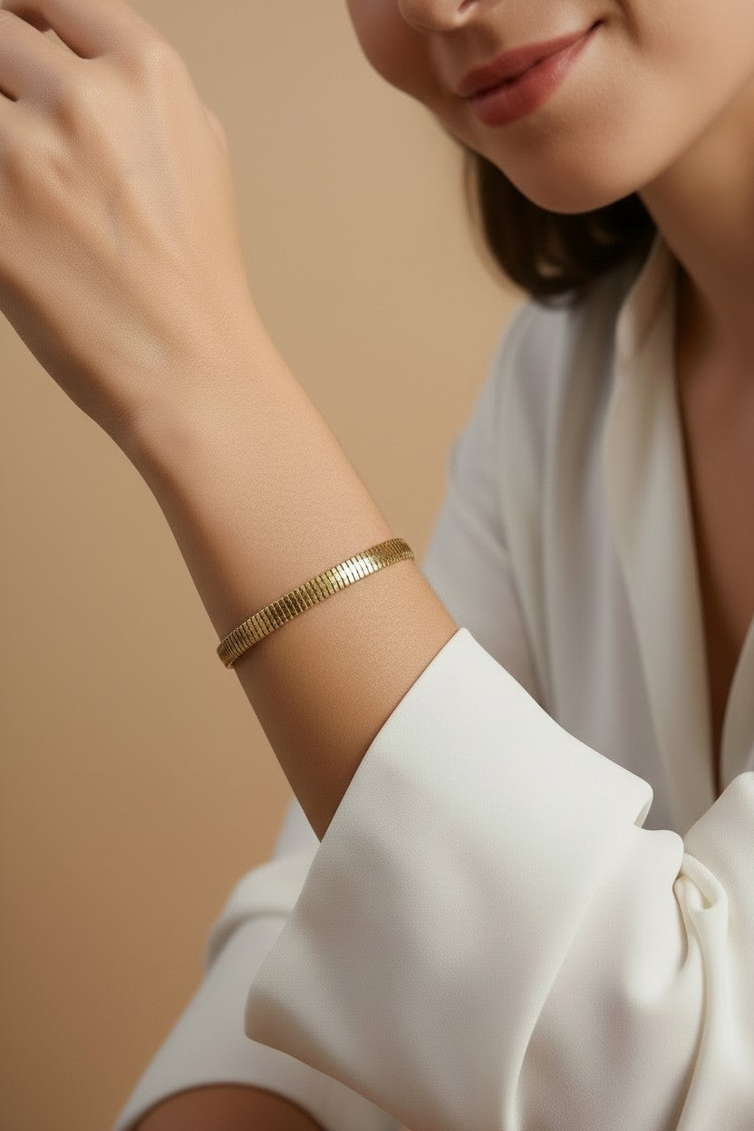 18k Gold Filled Square Snake Chain Bracelet — The Wrist That Stops Time
