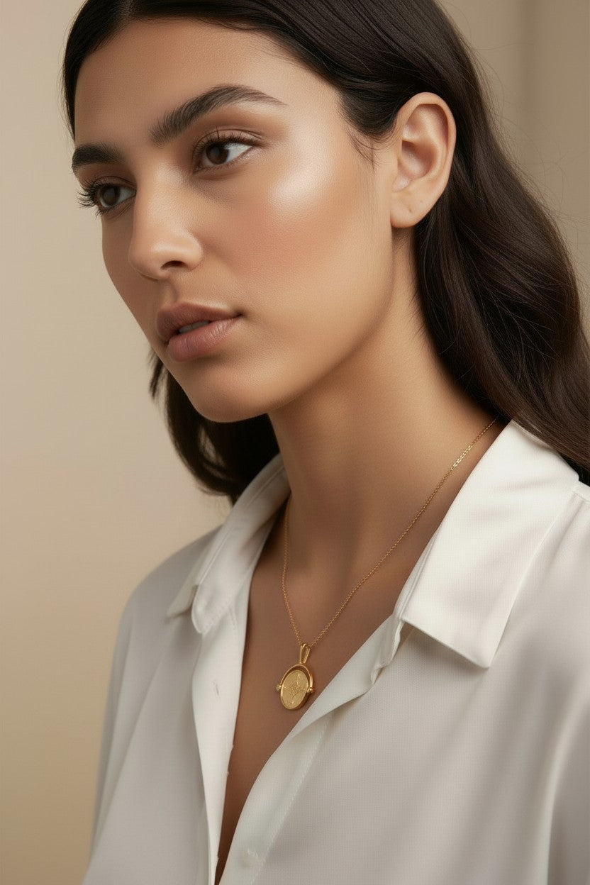 Compass Necklace - Swivel Pendant for Women | Symbol of Direction & Luck