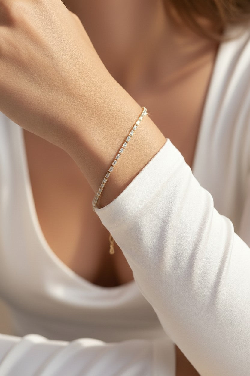 Tennis Bracelet - CZ Baguette Diamond Tennis Bracelet for Women | Luxury