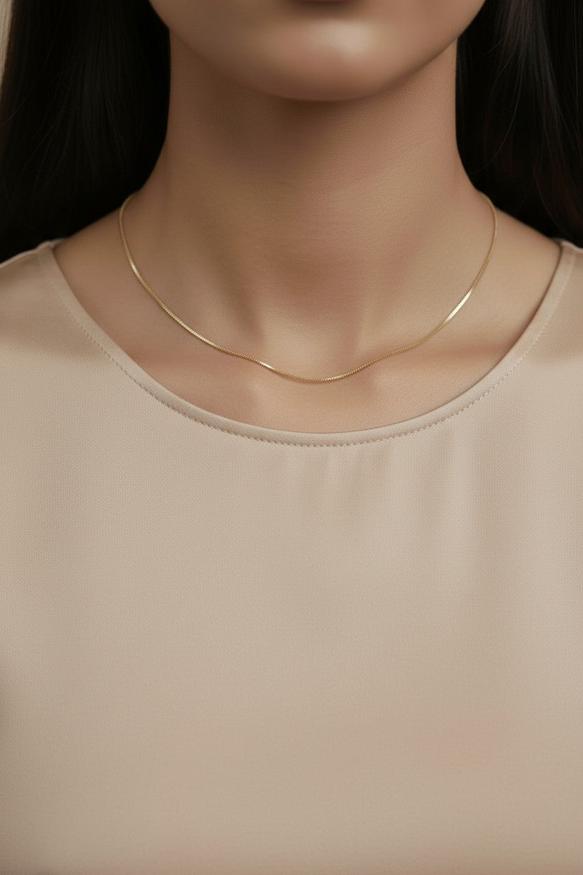 Diamond Cut Box Chain Necklace - Adjustable Length for Women