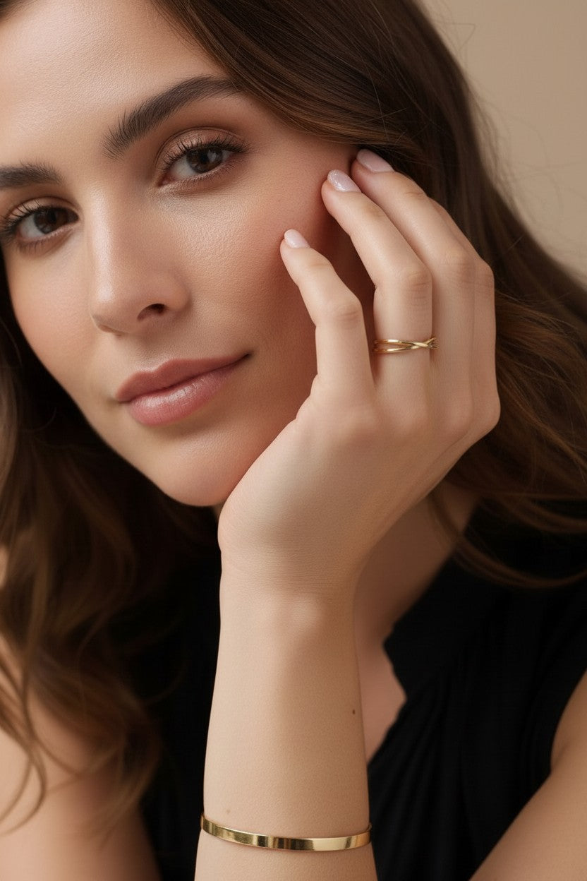Minimalist X Ring - Modern Geometric Statement Ring for Women