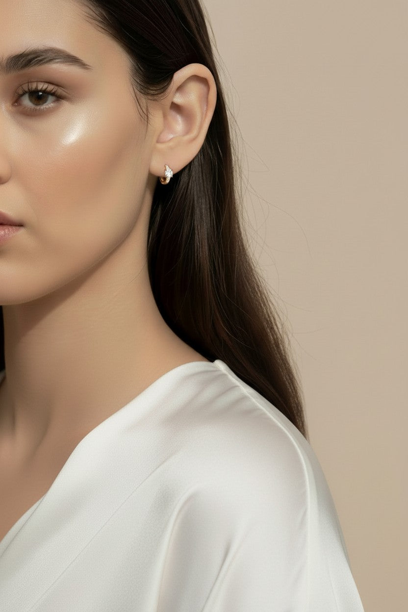 Mini CZ Clicker Hoop Earrings - Dainty Sparkle Earrings for Women
