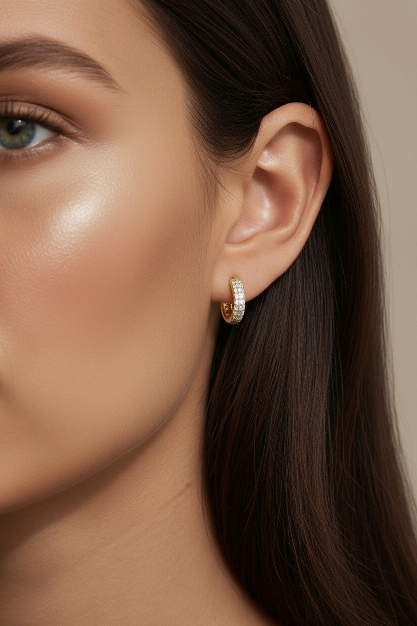 CZ Clicker Hoop Earrings - Sparkling Small Hoops with Cubic Zirconia