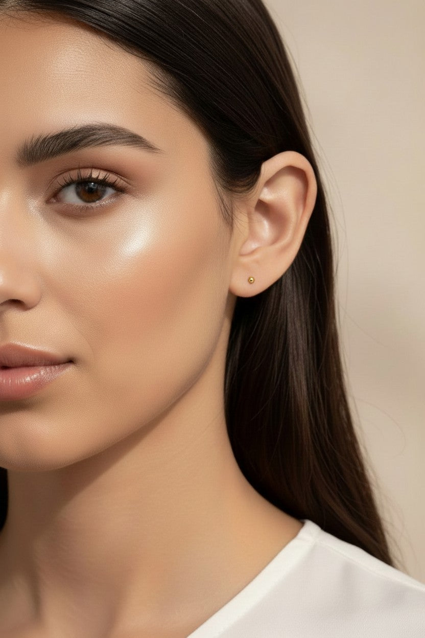 Ball Stud Earrings - Classic Round Studs for Women