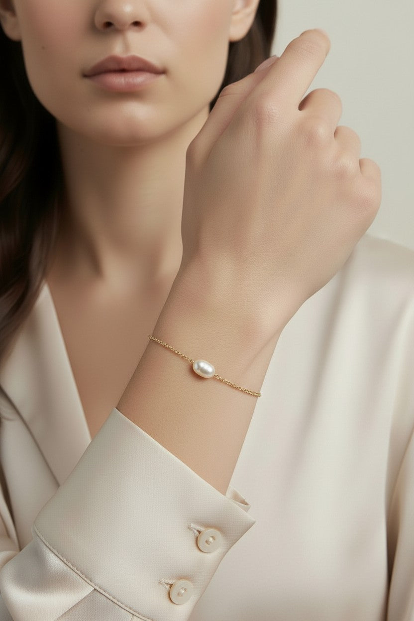 Baroque Pearl Bracelet - Elegant Solitaire Pearl Jewelry for Women
