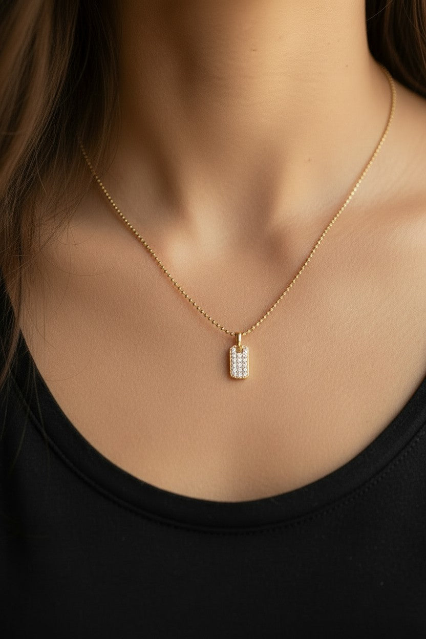 Mini Dog Tag Necklace - Dainty Personalized Pendant for Women
