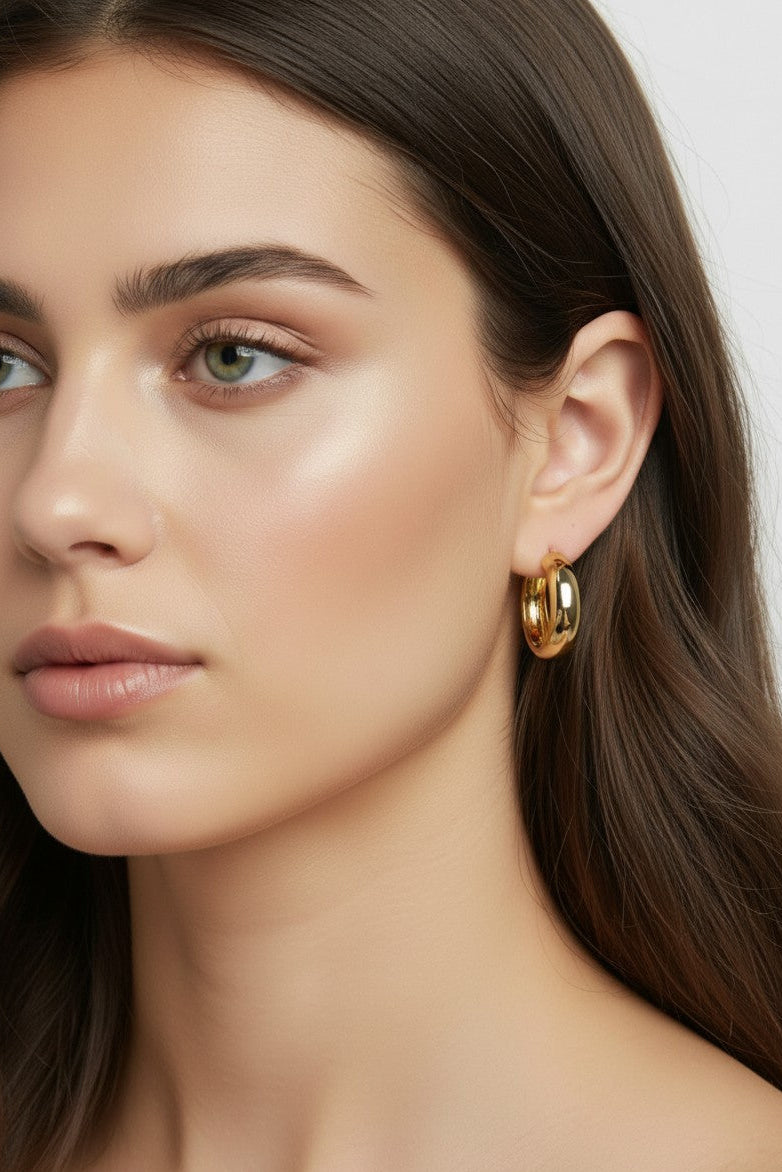 Chunky Hoop Earrings for Women - Thick Bold Statement Hoops