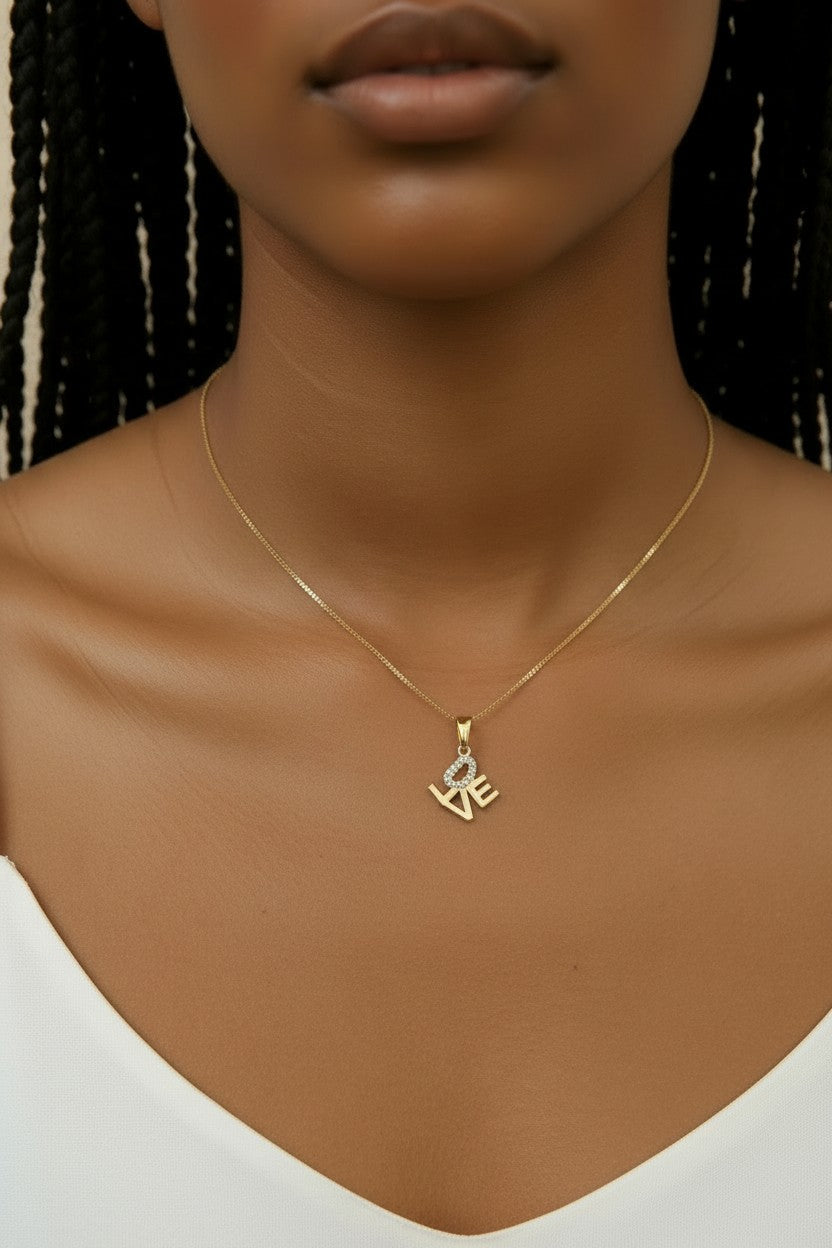 💛 18k Gold Filled Love Letter Stack Necklace — Four Letters. One Word. Worn at the Collarbone.