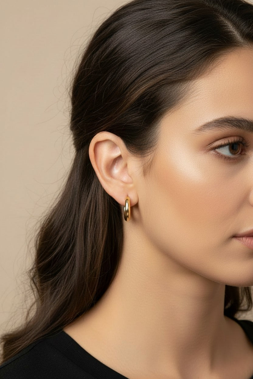 Clicker Hoop Earrings - 20mm Polished Gold Hoops for Women