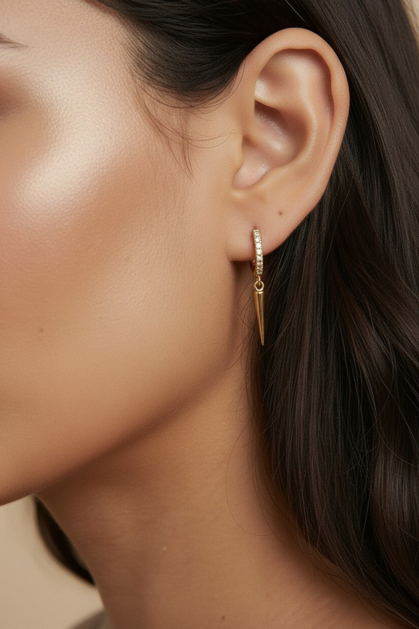CZ Spike Hoop Earrings - Edgy Small Hoops for Women | Ear Stacking