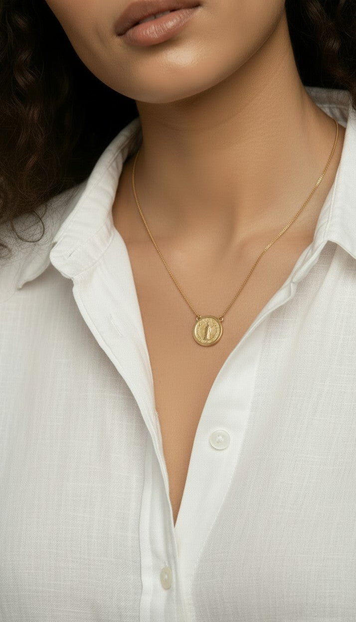 ✝️ 18k Gold Filled Saint Benedict Double-Sided Medal Necklace — Fifteen Centuries of Devotion. Worn Close Always