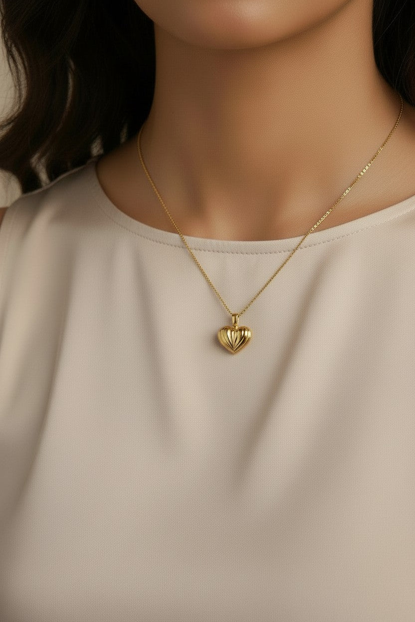 18k Gold Filled Puffy Heart Necklace — Dainty, Dimensional & Made to be Worn Every Day