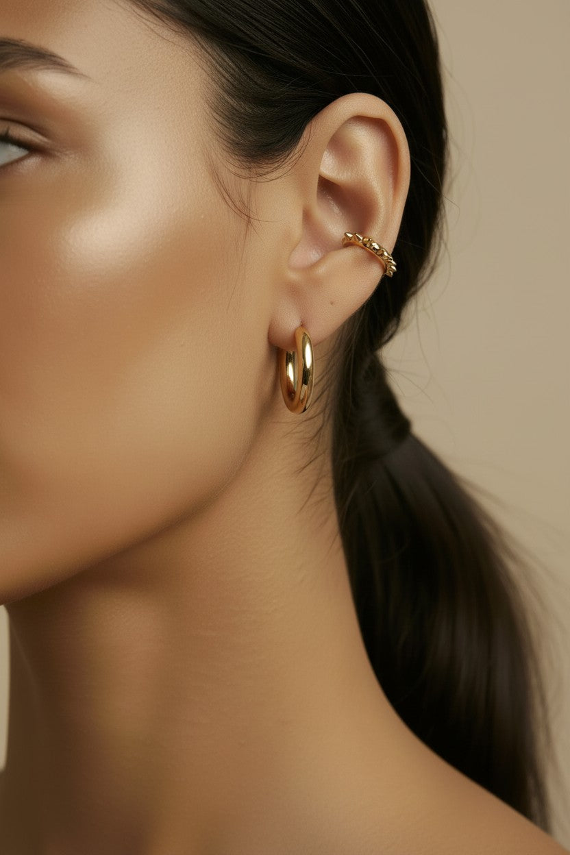 ⚡ 18k Gold Filled Triple Spike Ear Cuff — Three Points. Pure Gold Edge. No Piercing.