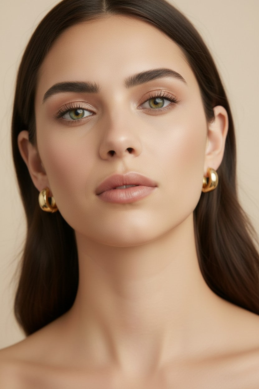 Chunky Hoop Earrings for Women - Thick Bold Statement Hoops