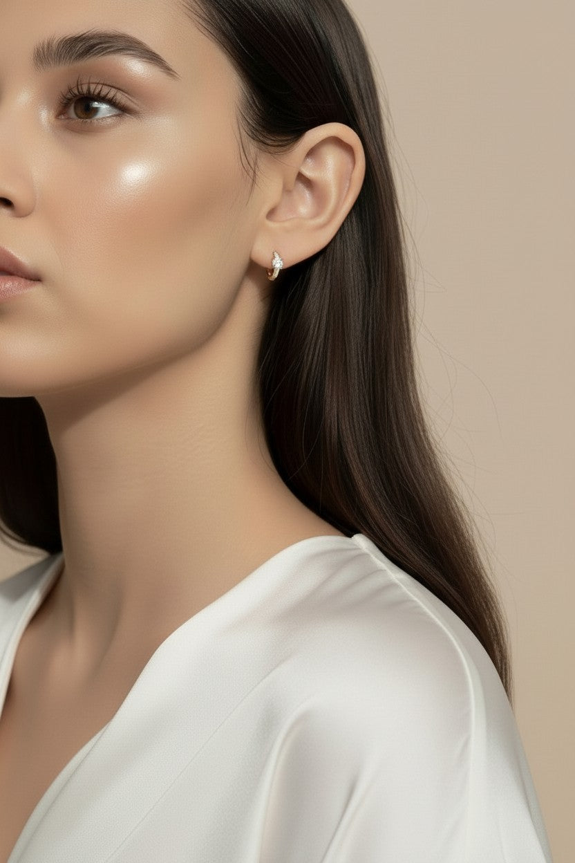 Mini CZ Clicker Hoop Earrings - Dainty Sparkle Earrings for Women