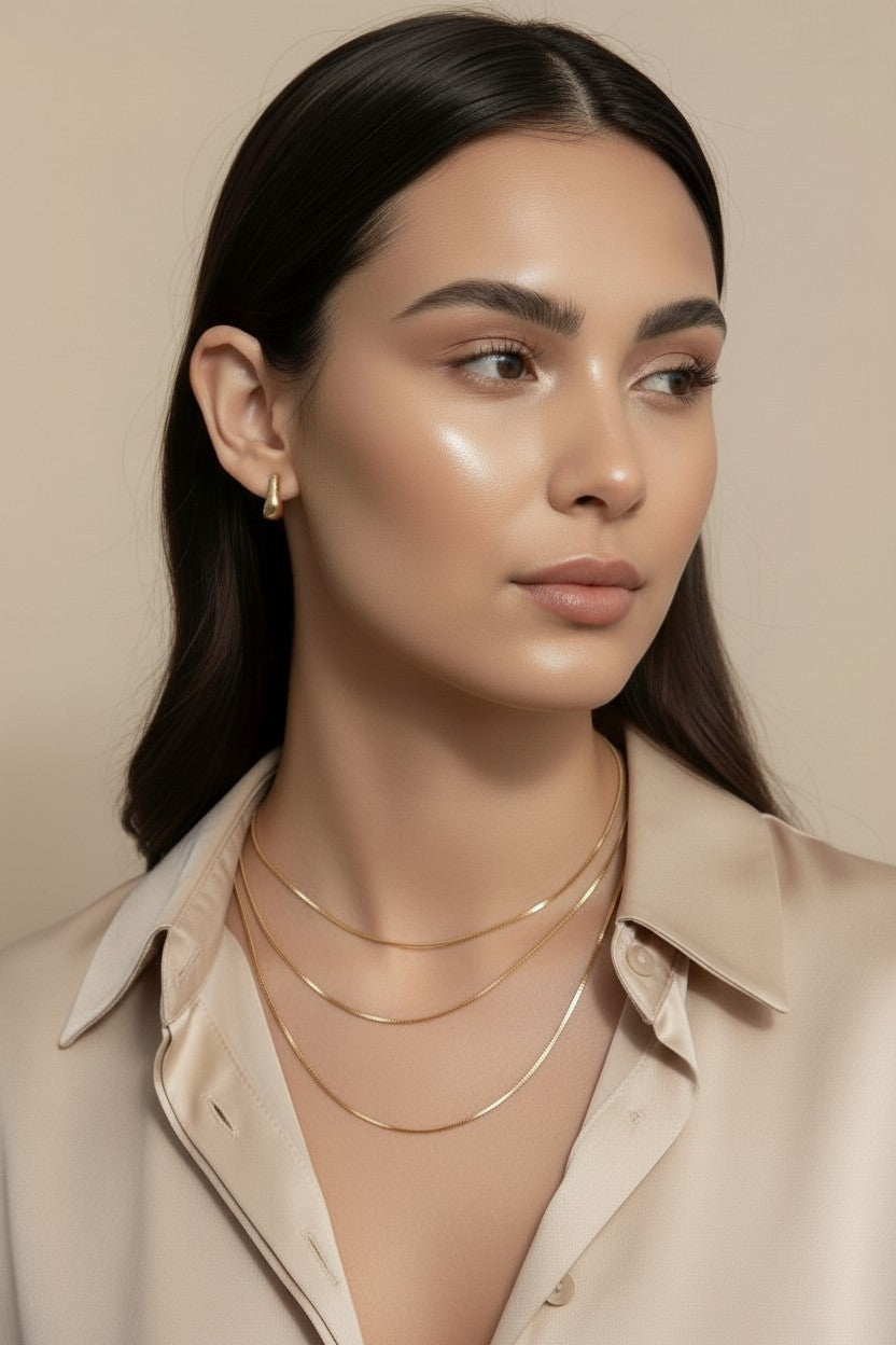 Delicate Box Chain Necklace for Women - Ultra Thin Layering Chain | Premium Brazilian Jewelry