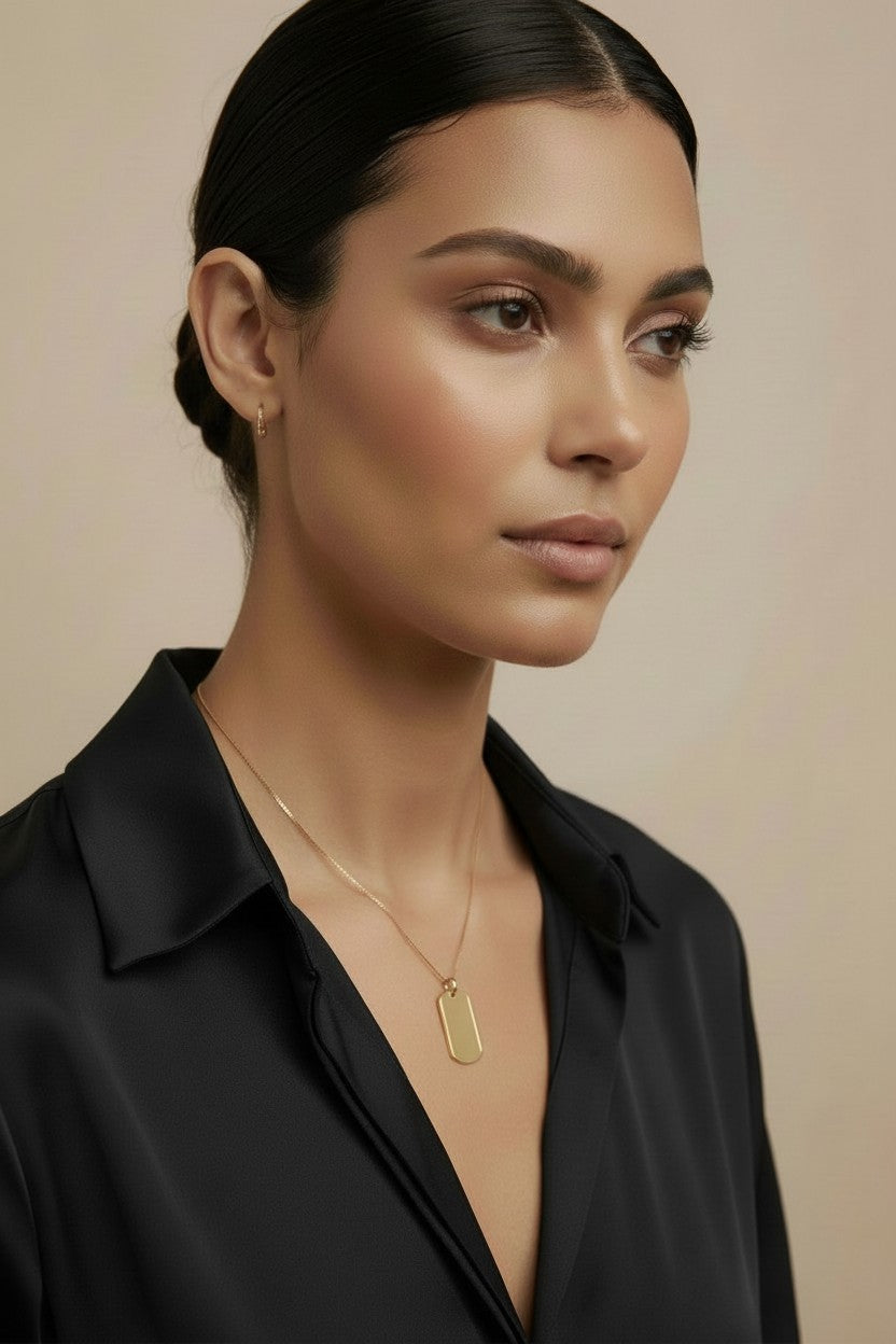 Dog Tag Pendant - Minimalist Name Plate Necklace Charm for Women