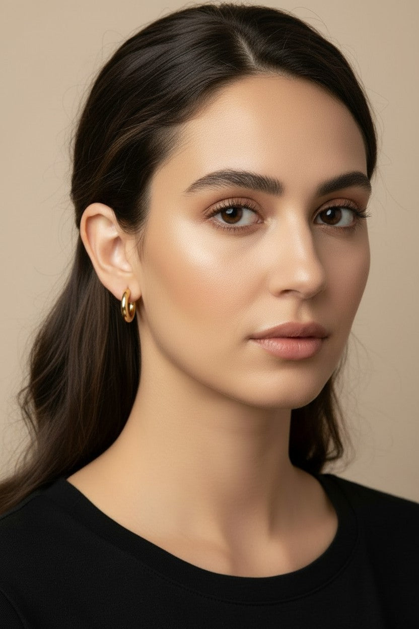 Clicker Hoop Earrings - 20mm Polished Gold Hoops for Women