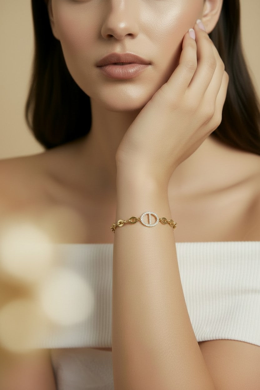18k Gold Filled CZ Mariner Bracelet — Nautical Boldness. Strategic Sparkle. Always Noticed.