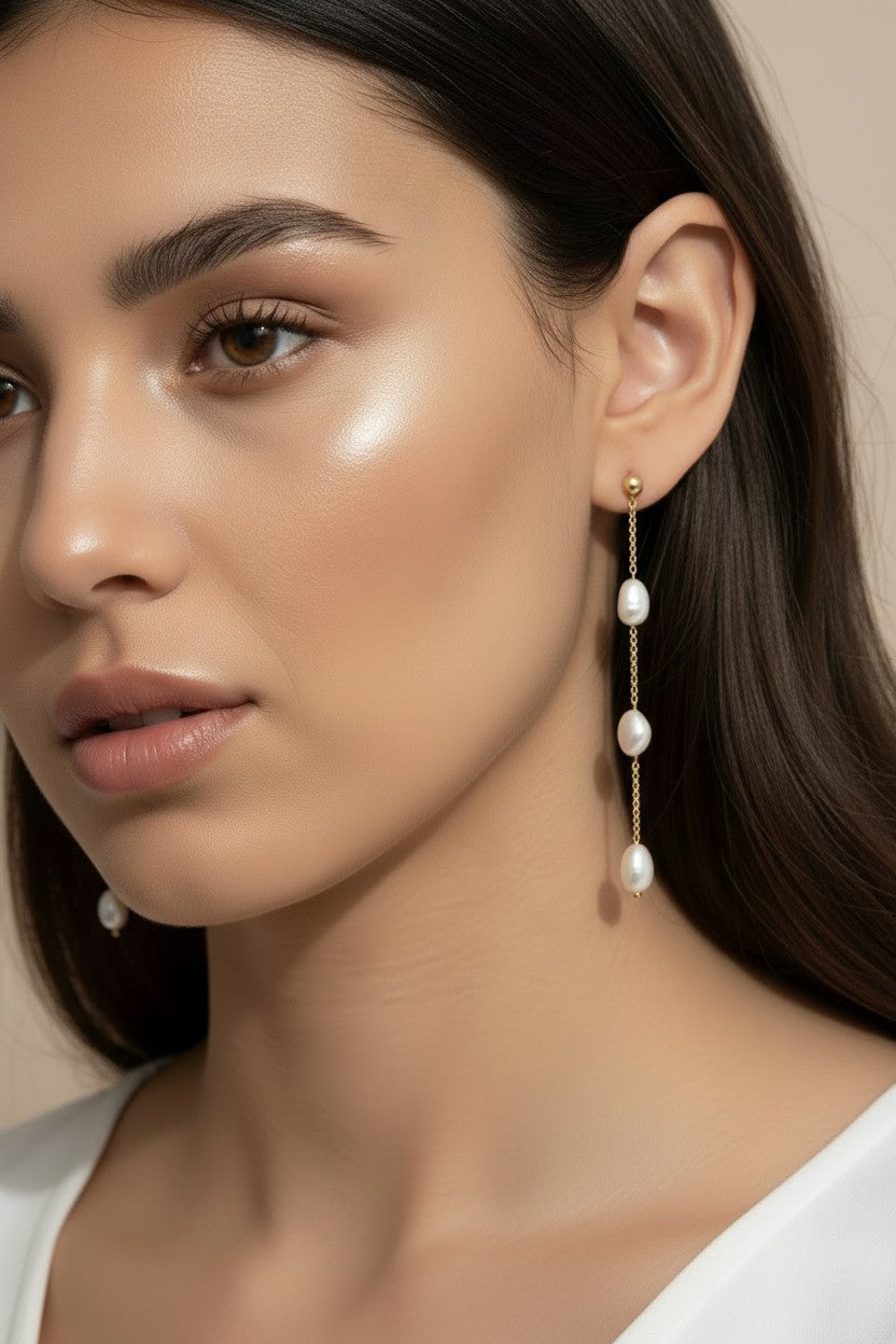 Baroque Pearl Drop Earrings - Long Statement Earrings for Women