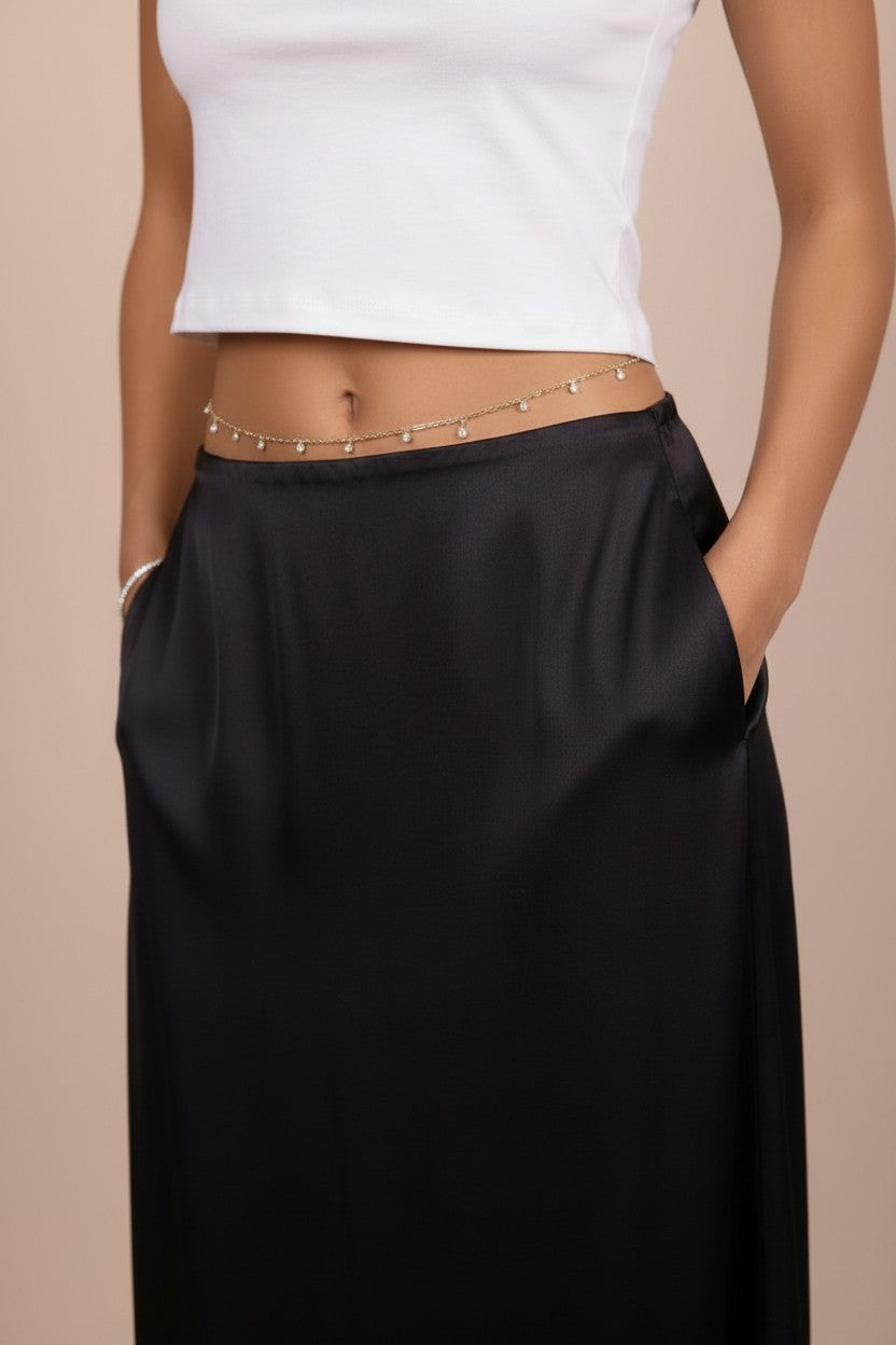 ✨ 18k Gold Filled CZ Paperclip Belly Chain — Modern, Sparkling & Made to Turn Heads