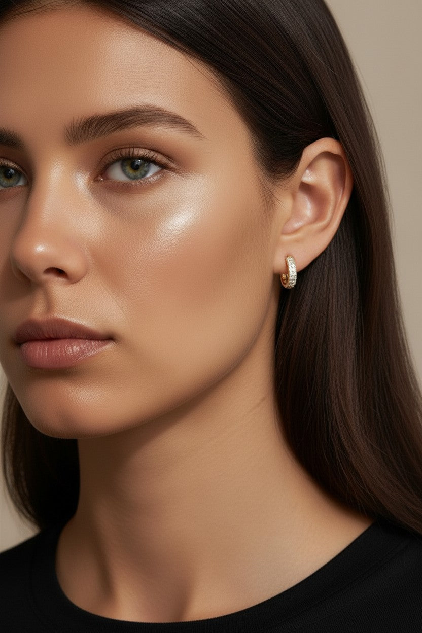 CZ Clicker Hoop Earrings - Sparkling Small Hoops with Cubic Zirconia