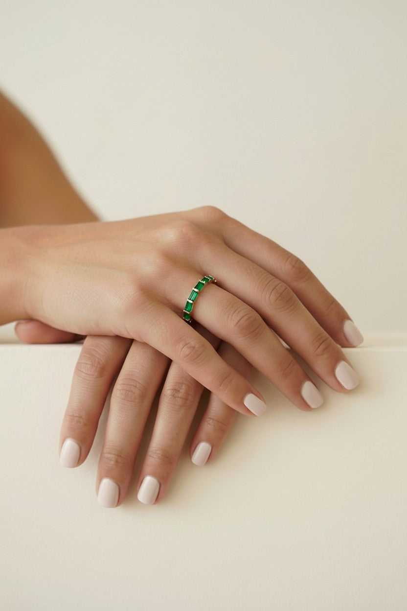 Baguette CZ Band Ring - Stackable Wedding Band