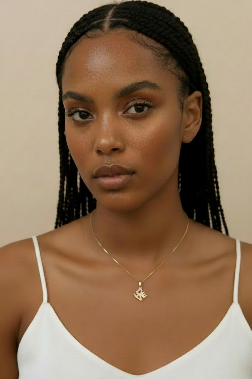 💛 18k Gold Filled Love Letter Stack Necklace — Four Letters. One Word. Worn at the Collarbone.