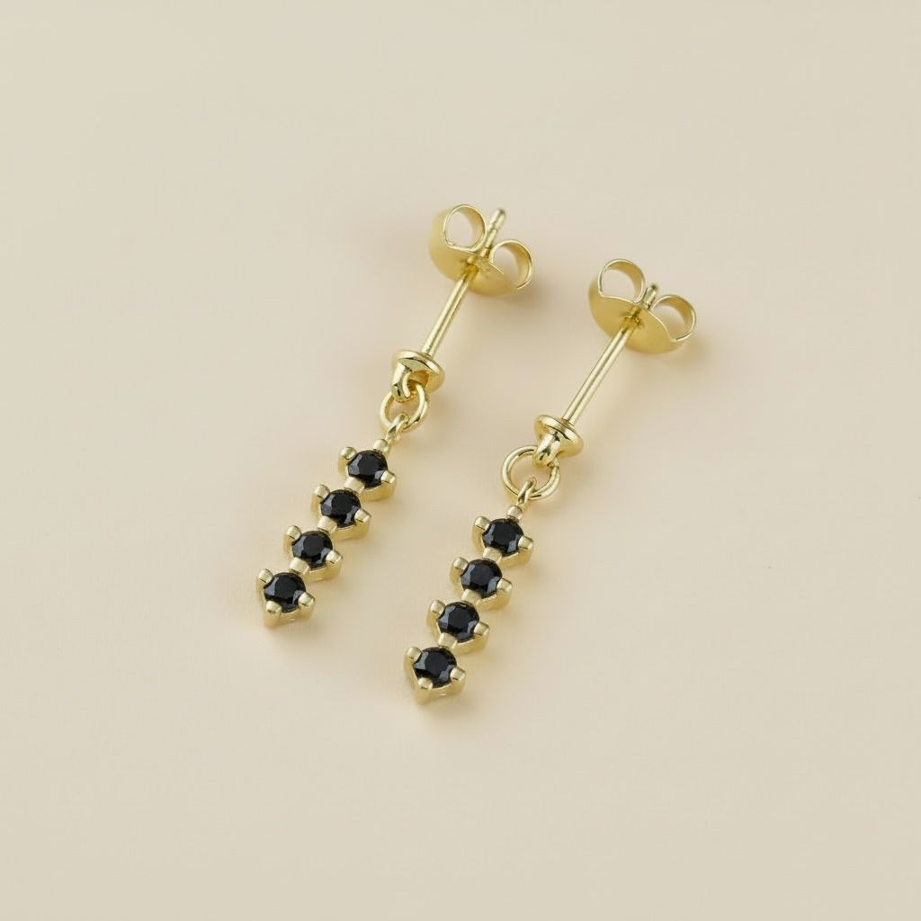 18k Gold Filled 4 CZ Dangling Earrings