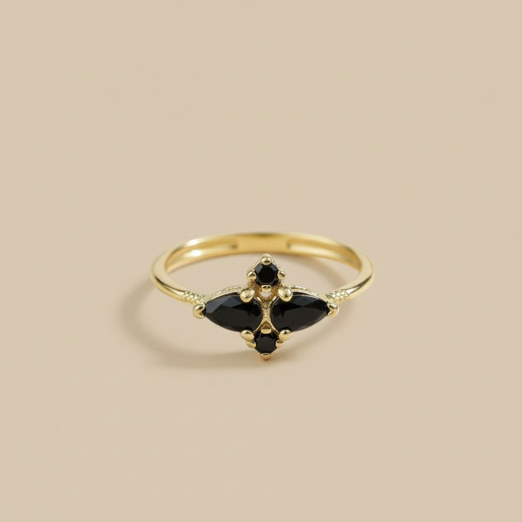 Vintage Flower Ring for Women - Delicate CZ Floral Statement Ring